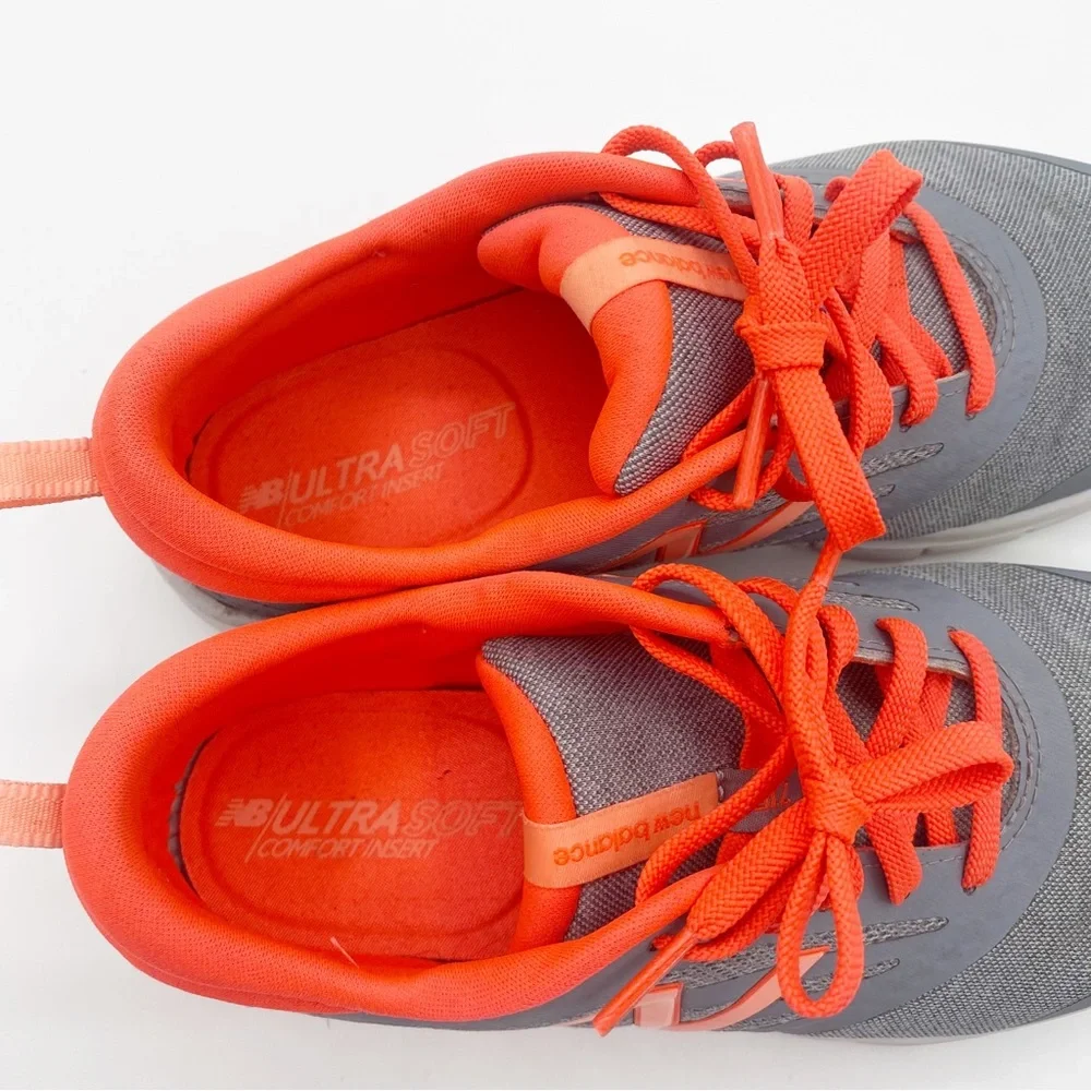 New Balance Gray and Orange Sneakers Active Casual Stylish Size 6